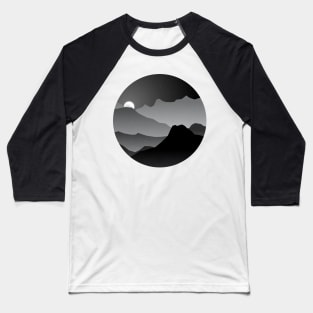 Geometric Landscape on black and white Baseball T-Shirt